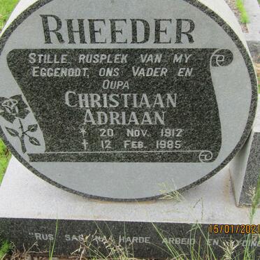 RHEEDER Christiaan Adriaan 1912-1985