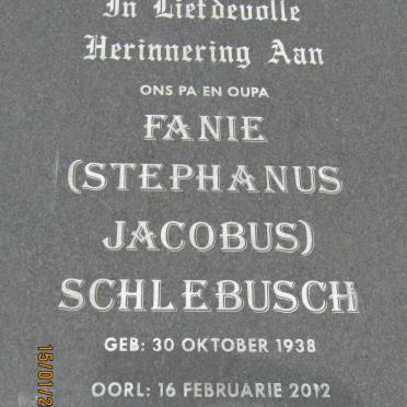 SCHLEBUSCH Stephanus Jacobus 1938-2012