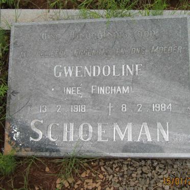 SCHOEMAN Gwendoline nee FINCHAM 1918-1984