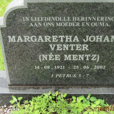VENTER Margaretha Johanna nee MENTZ 1921-2002