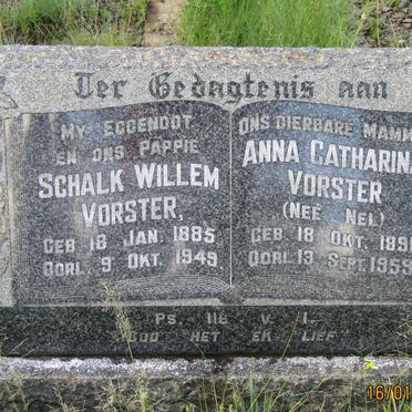 VORSTER Schalk Willem 1885-1949 &amp; Anna Catharina NEL 1891-1959