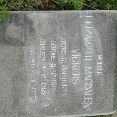 VICKERS Elizabeth Magdalena nee GERMISHUIZEN 1875-1965