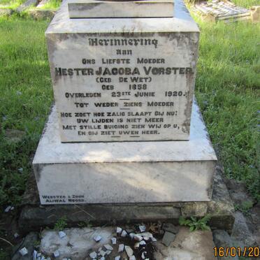 VORSTER Hester Jacoba nee DE WET 1858-1920