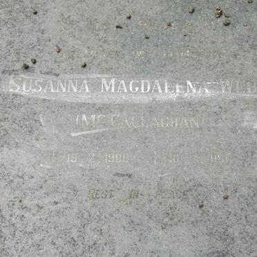 WEBB Susanna Magdalena nee MCCALLAGHAN 1900-1981