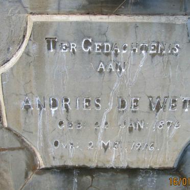 WET Andries, de 1876-1916