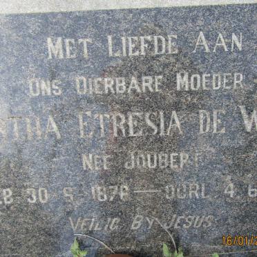 WET Martha Etresia, de nee JOUBERT 1876-1965