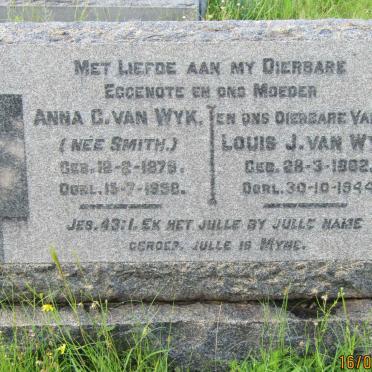 WYK Louis J., van 1882-1944 &amp; Anna C. SMITH 1876-1938