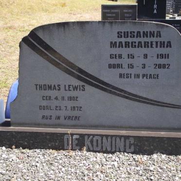 KONING Thomas Lewis, de 1902-1972 &amp; Susanna Margaretha 1911-2002
