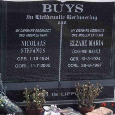 BUYS Nicolaas Stefanus 1924-2005 &amp; Elzabe Maria MARX 1924-1997