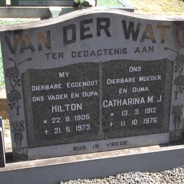 WATT Hilton, van der 1905-1973 &amp; Catharina M.J. 1912-1976