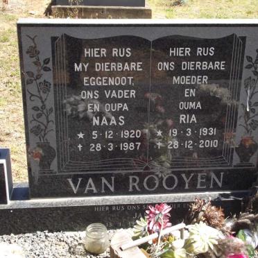 ROOYEN Naas, van 1920-1987 &amp; Ria 1931-2010 :: VAN ROOYEN Jan 195?-?