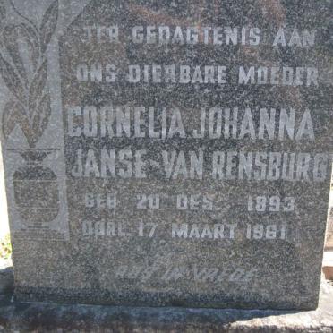 RENSBURG Cornelia Johanna, Janse van 1893-1961