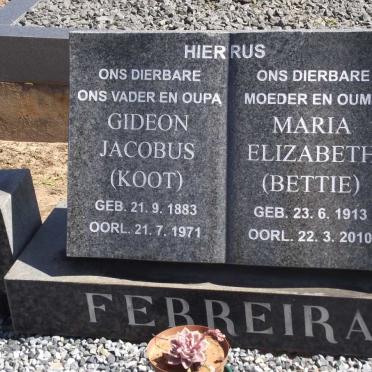 FERREIRA Gideon Jacobus 1883-1971 &amp; Maria Elizabeth 1913-2010