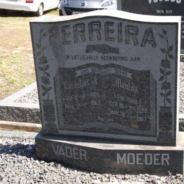 FERREIRA Cornelius J. 1889-1967 &amp; Matilda RENS 1898-1967