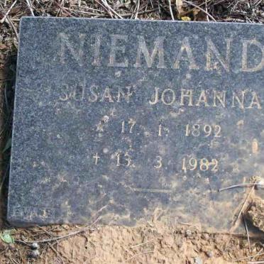 NIEMAND Susan Johanna 1892-1982