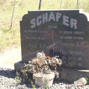 SCHAFER Paul S.P. 1912-1964 &amp; Emmerentia A.M. SNYMAN 1919-1965