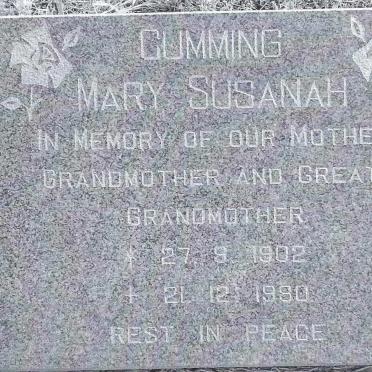 CUMMING Mary Susanah 1902-1990