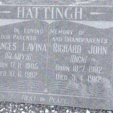 HATTINGH Richard John 1902-1982 &amp; Frances Lavina 1905-1982