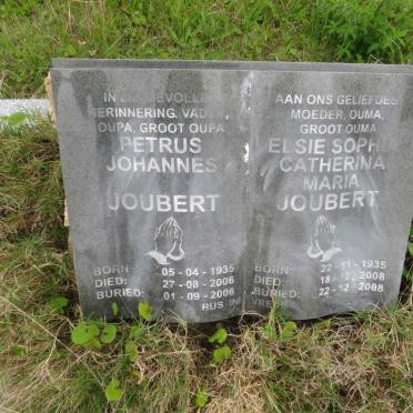 JOUBERT Petrus Johannes 1935-2006 &amp; Elsie Sophia Catherina Maria 1935-2008
