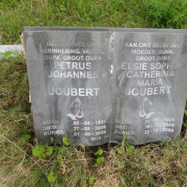 JOUBERT Petrus Johannes 1935-2006 &amp; Elsie Sophia Catherina Maria 1935-2008