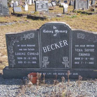 BECKER Lorenz Conrad 1913-1966 &amp; Vera Sophie Erdmud 1921-2003