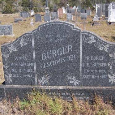 BURGER Friedrich T.H. 1873-1957 &amp; Anna M.A. 1868-1958