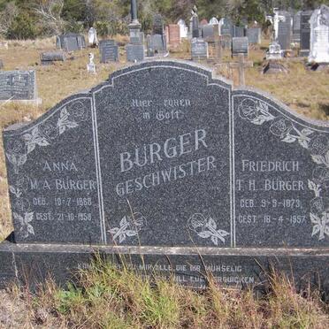 BURGER Friedrich T.H. 1873-1957 &amp; Anna M.A. 1868-1958