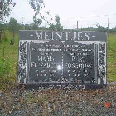 MEINTJES Bert Rossouw 1906-1978 &amp; Maria Elizabeth 1908-1984