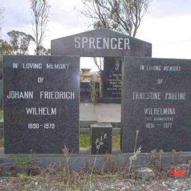 SPRENGER Johann Friedrich Wilhelm 1890-1979 &amp; Ernestine Pauline Wilhelmina BURMEISTER 1891-1977