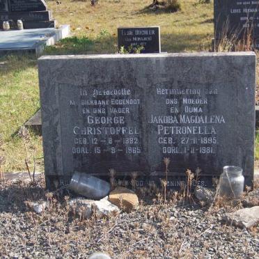 SCHOLTZ George Christoffel 1882-1965 &amp; Jakoba Magdalena Petronella 1895-1981