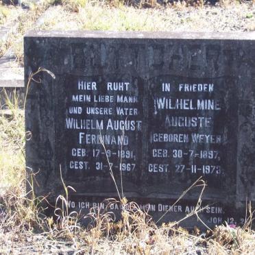 BOTTCHER Wilhelm August Ferdinand 1891-1967 &amp; Wilhelmine Auguste WEYER 1897-1973