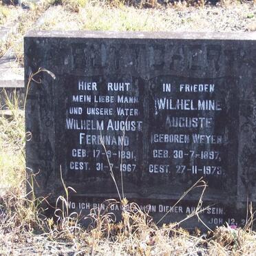 BOTTCHER Wilhelm August Ferdinand 1891-1967 &amp; Wilhelmine Auguste WEYER 1897-1973