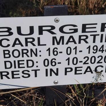 BURGER Carl Martin 1948-2020