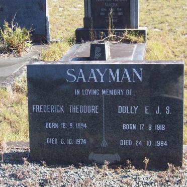 SAAYMAN Frederick Theodore 1894-1974 &amp; Dolly E.J.S. 1918-1994