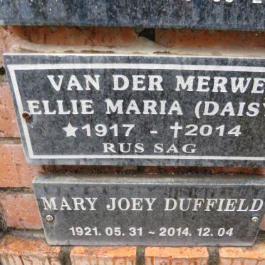 MERWE Ellie Maria, van der 1917-2014