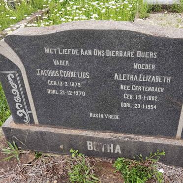 BOTHA Jacobus Cornelius 1879-1970 &amp; Aletha Elizabeth GERTENBACH 1882-1954