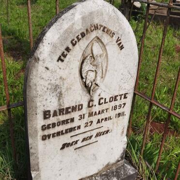 CLOETE Barend C. 1897-1911