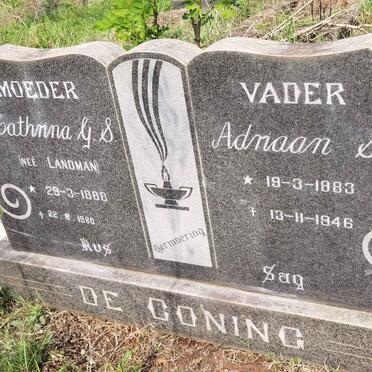 CONING Adriaan S., de 1883-1946 &amp; Cathrina G.S. LANDMAN 1888-1980