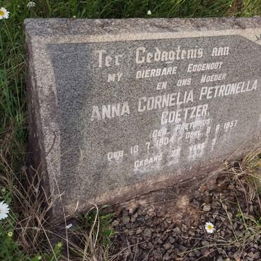 COETZER Anna Cornelia Petronella nee PRETORIUS 1904-1957