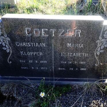 COETZER Christiaan Klopper 1899-1973 &amp; Maria Elizabeth 1908-1980