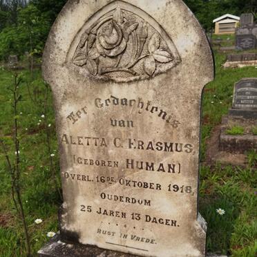 ERASMUS Aletta C. nee HUMAN -1918