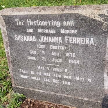 FERREIRA Susanna Johanna nee BESTER 1873-1944