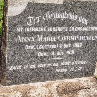 GERMISHUIZEN Anna Maria nee COETZEE 1902-1931