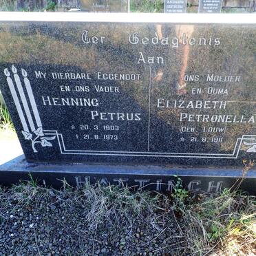 HATTINGH Henning Petrus 1903-1973 &amp; Elizabeth Petronella LOUW 1911-