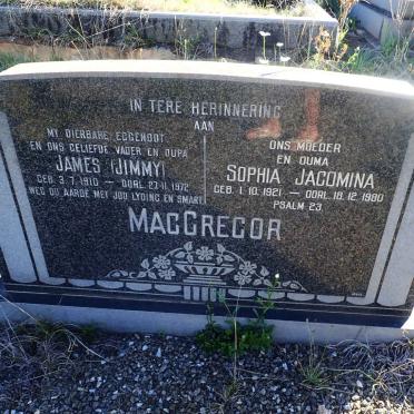 MACGREGOR James 1910-1972 &amp; Sophia Jacomina 1921-1980