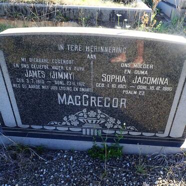 MACGREGOR James 1910-1972 &amp; Sophia Jacomina 1921-1980