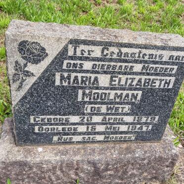 MOOLMAN Maria Elizabeth nee De WET 1879-1947