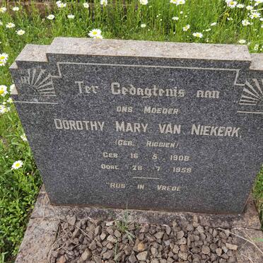 NIEKERK Dorothy Mary, van nee RIGGIEN 1908-1958