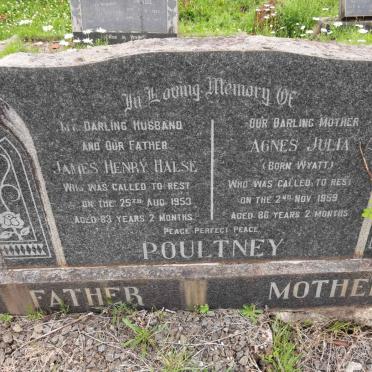 POULTNEY James Henry Halse -1953 &amp; Agnes Julia WYATT -1959