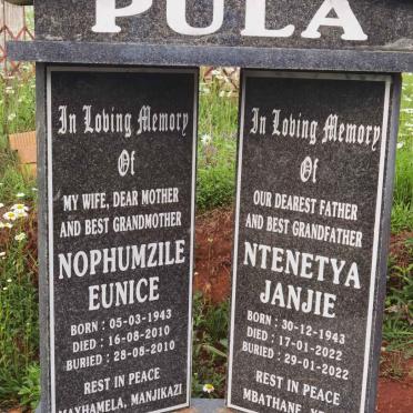 PULA Ntenetya Janjie 1943-2022 &amp; Nophumzile Eunice 1943-2010